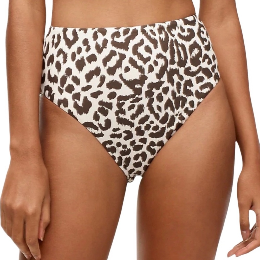 NWT JCREW High Waisted Cheetah Print Swim Bottoms Size Medium